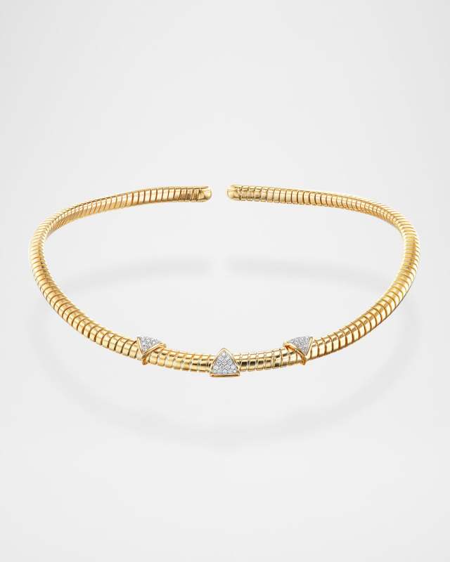 Trisolina 18K Yellow Gold Pavé Diamond Collar Necklace